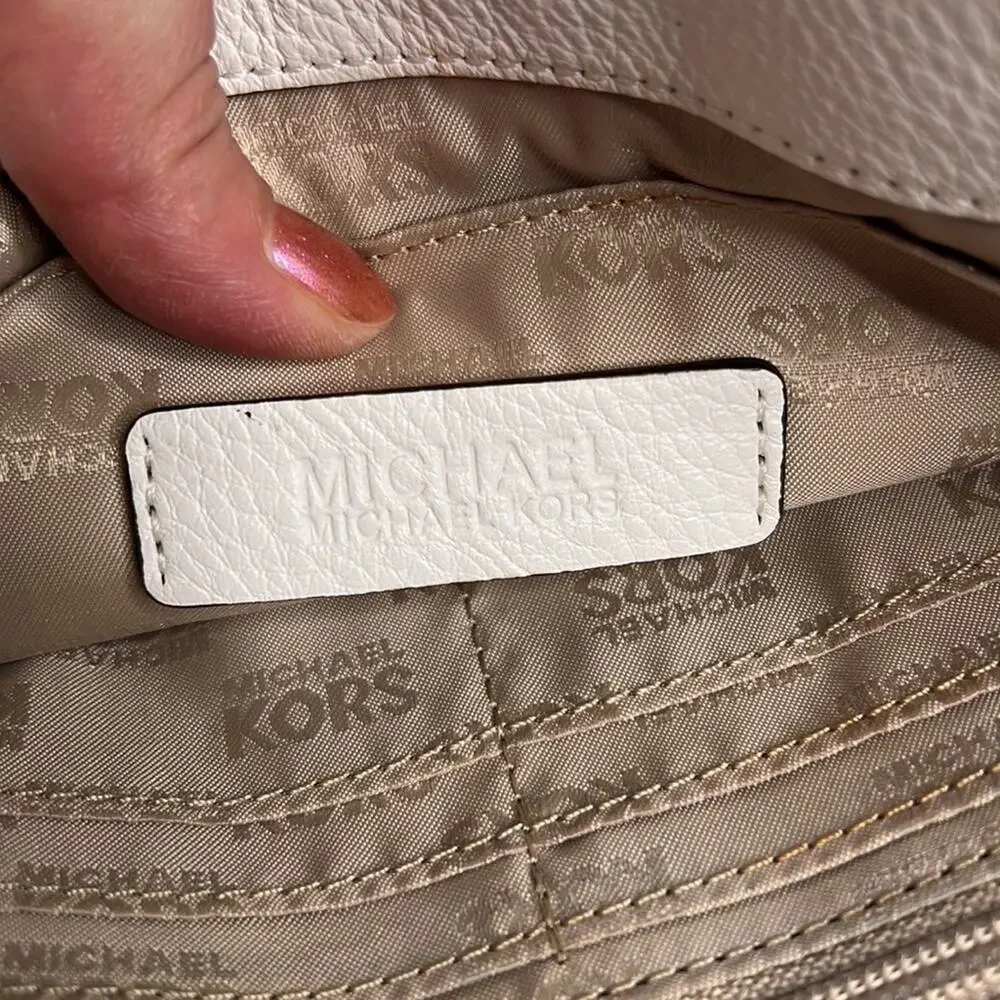 Michael Kors Optic White Hamilton Whipped Shoulder Bag